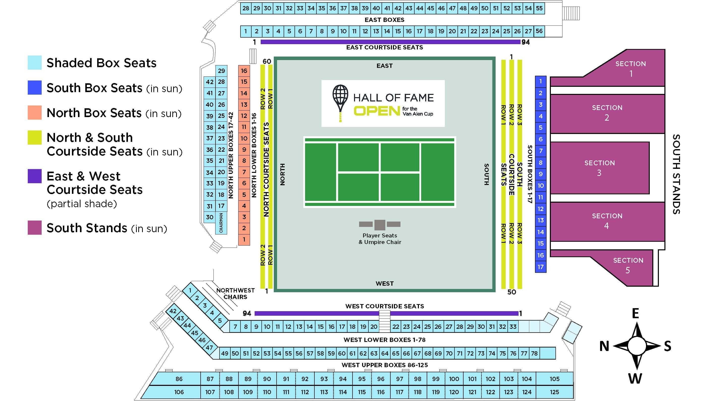 Hall of Fame Open Stadium Seating Map 2025